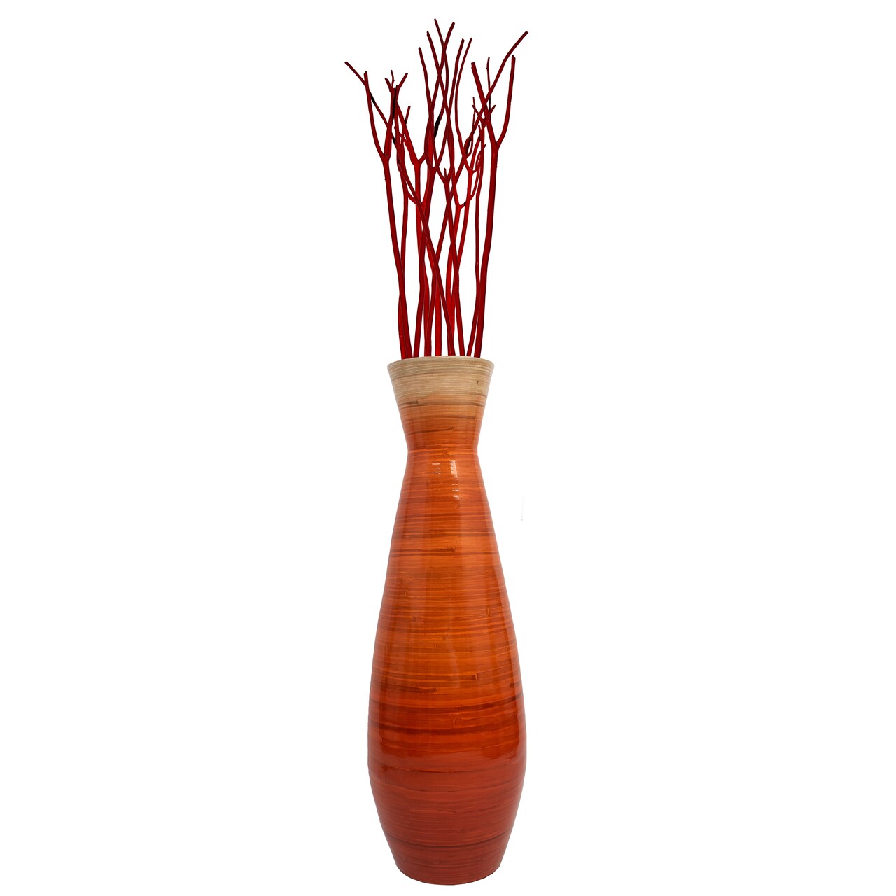 Uniquewise Classic Bamboo Floor Vase Handmade, For Dining, Living Room, Entryway, Fill Up With Dried Branches Or Flowers